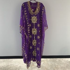 🎉PARTY SPECIAL‼️Ethnic Purple & Gold Silk Thobe