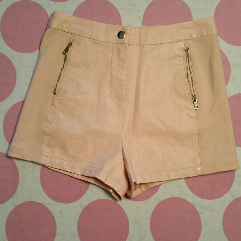 Peach Leather Like Shorts