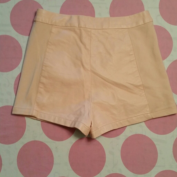 Peach Leather Like Shorts - Picture 2 of 6