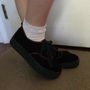 Deep purple velvet platform sneakers!