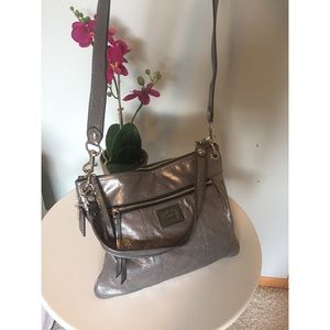 *AUTHENTIC* Coach Poppy Handbag - Silver Metallic