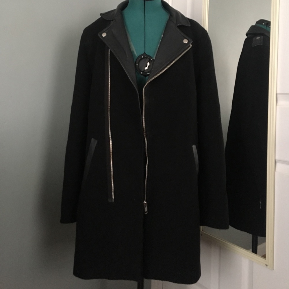 H&M Winter Coat with Leather and Zip Detailing