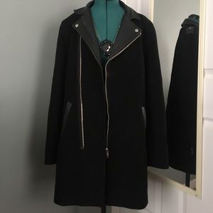 H&M Winter Coat with Leather and Zip Detailing
