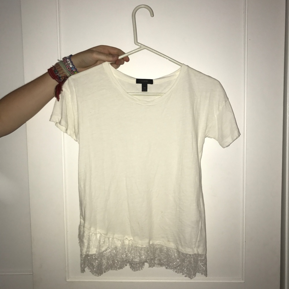 White top with lace bottom