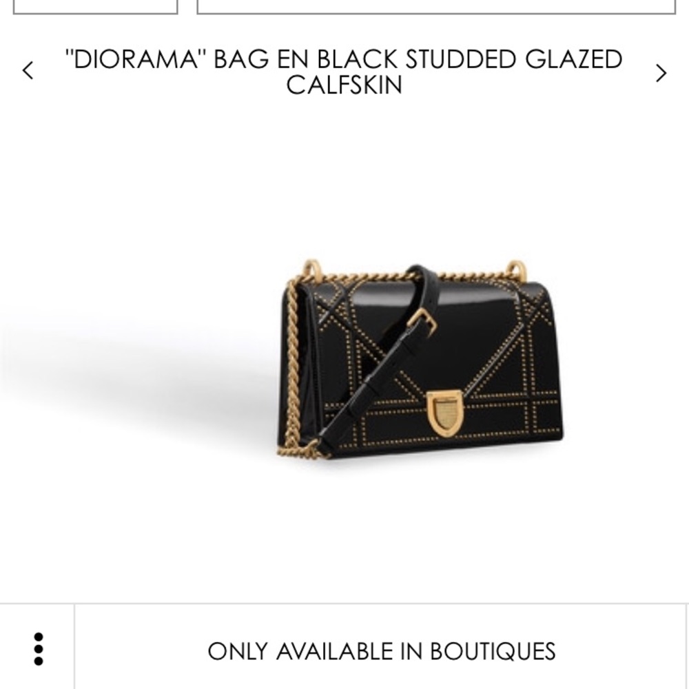 "Diorama" bag in black studded glazed lambskin.