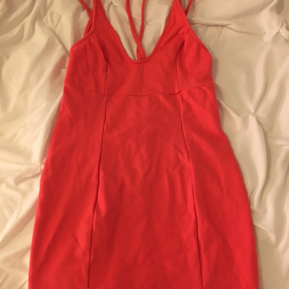 Coral Orange Mini Strappy Dress