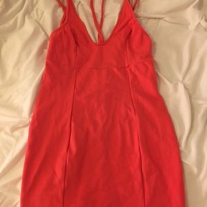 Coral Orange Mini Strappy Dress