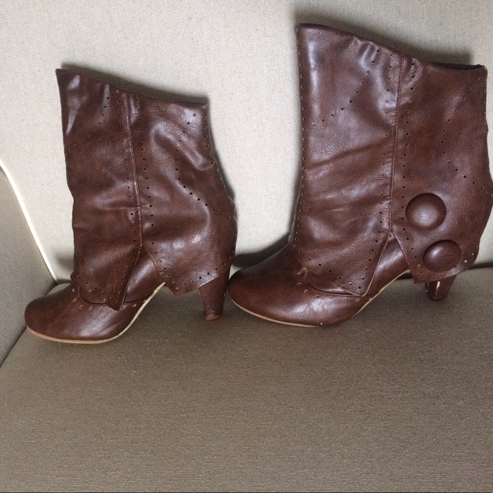 Not Rated Brown heeled boots ModCloth