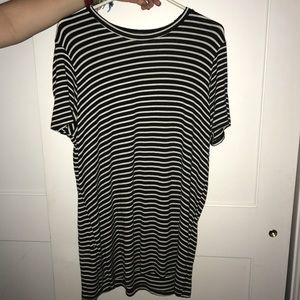 Black and white striped tee shirt dress