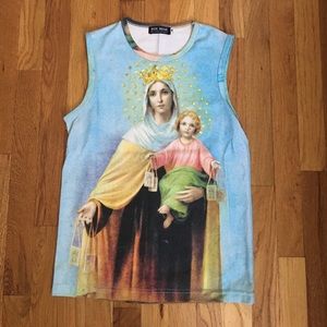 One of a kind sequined Mary & Jesus top