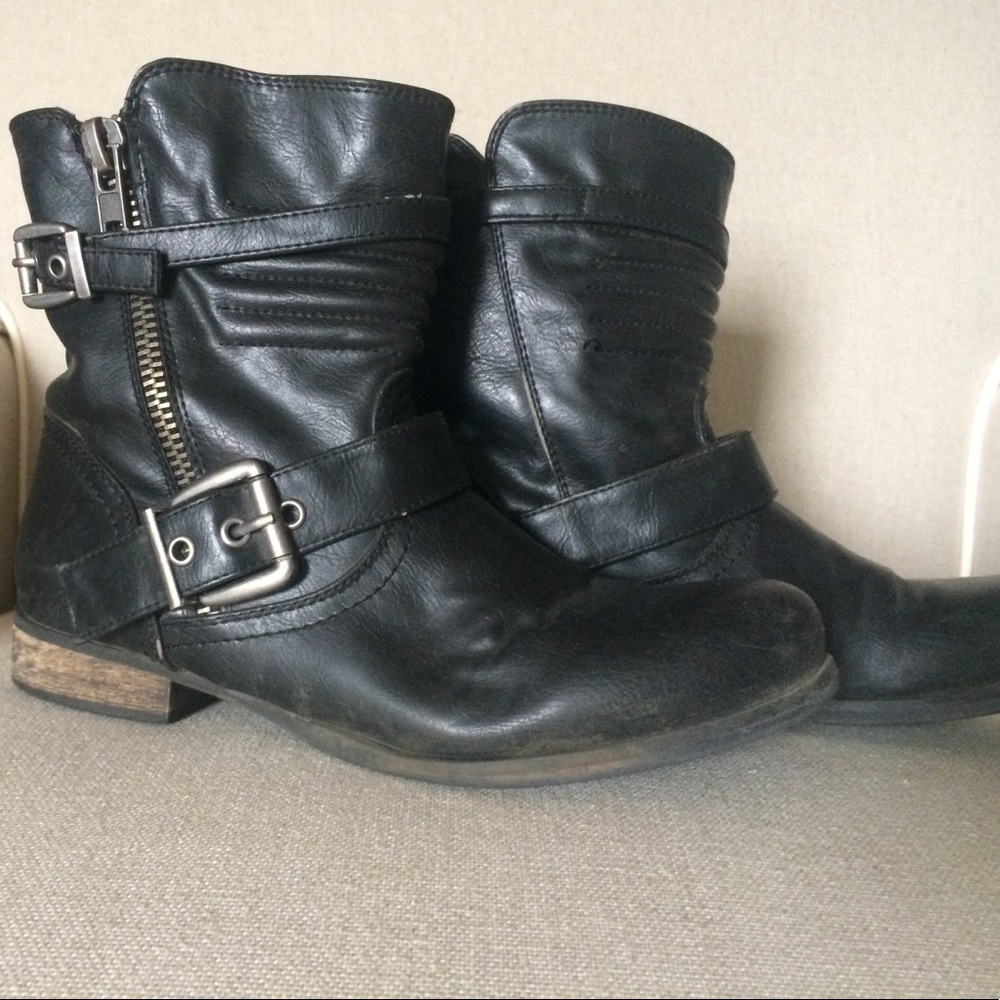 Aldo Black Biker Boots