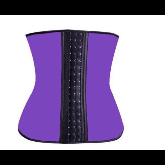 PURPLE LATEX WAIST TRAINER 9 STEEL BONES - Picture 2 of 4