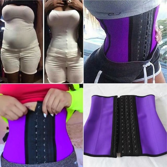 PURPLE LATEX WAIST TRAINER 9 STEEL BONES - Picture 3 of 4