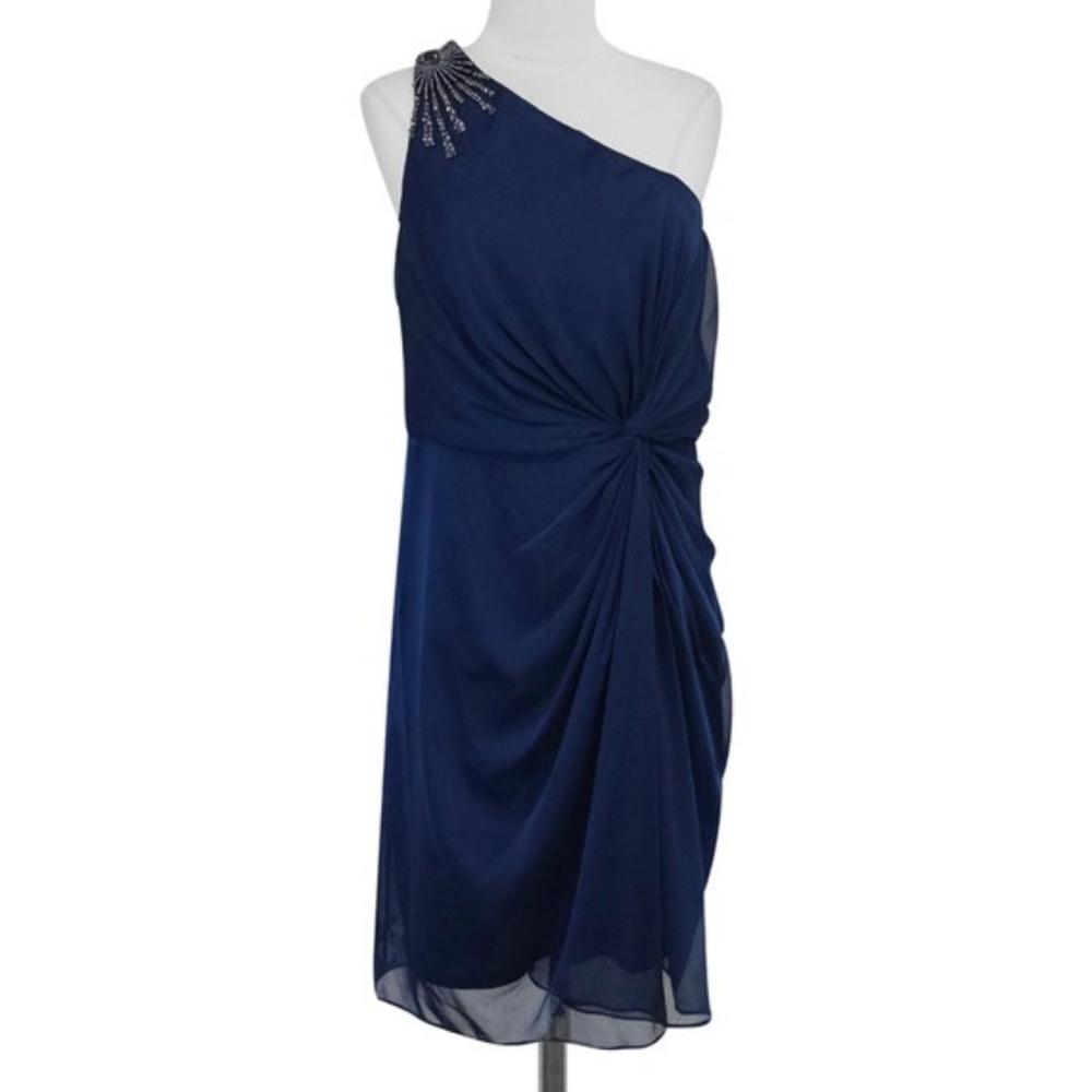 One Shoulder Dress w/ Rhinestone - Adrianna Papell