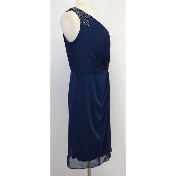 One Shoulder Dress w/ Rhinestone - Adrianna Papell - Picture 2 of 5