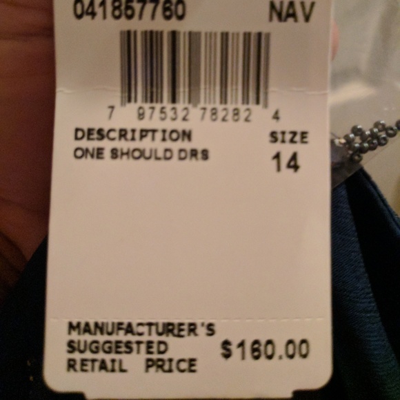 One Shoulder Dress w/ Rhinestone - Adrianna Papell - Picture 4 of 5