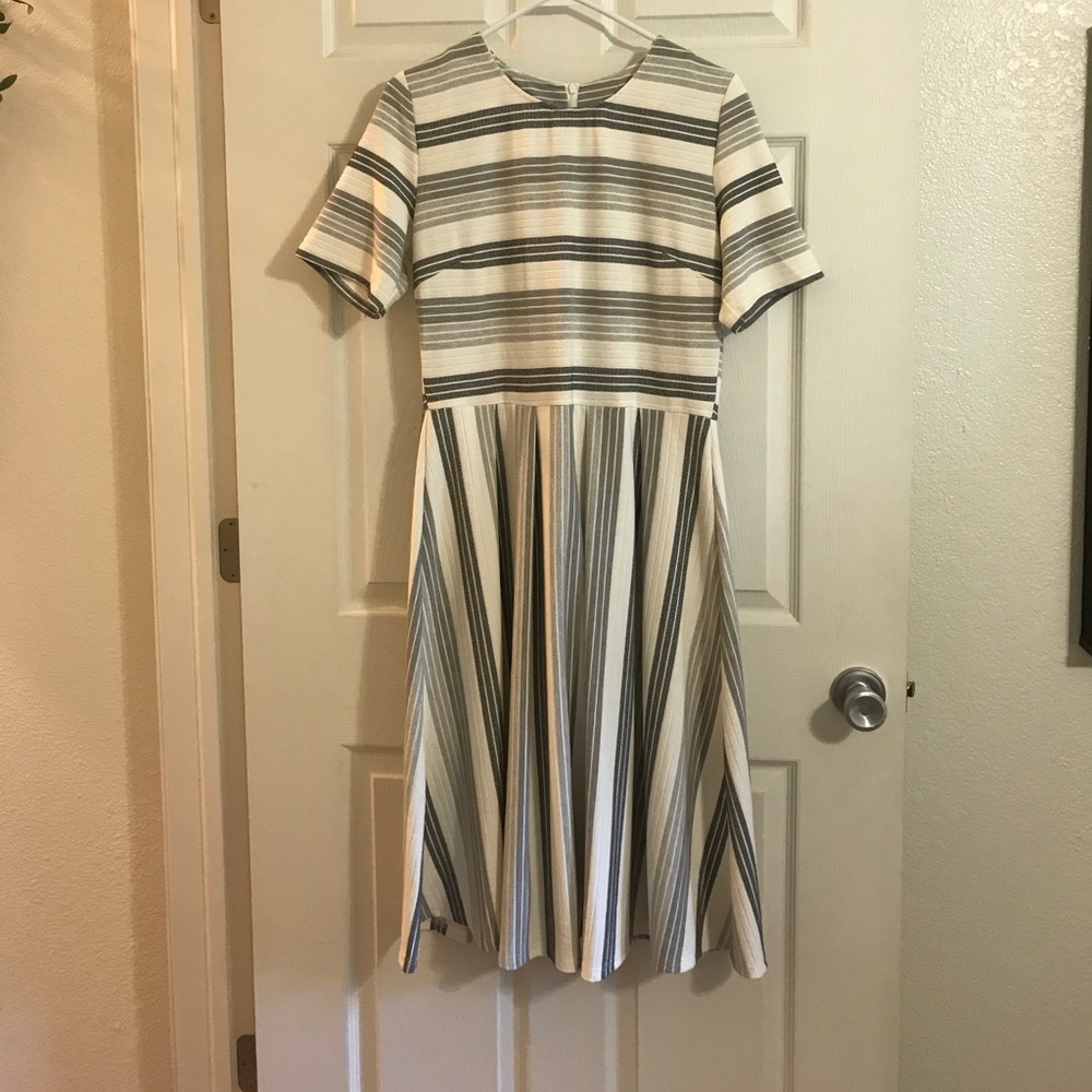 Black and Gray Striped Midi Dress