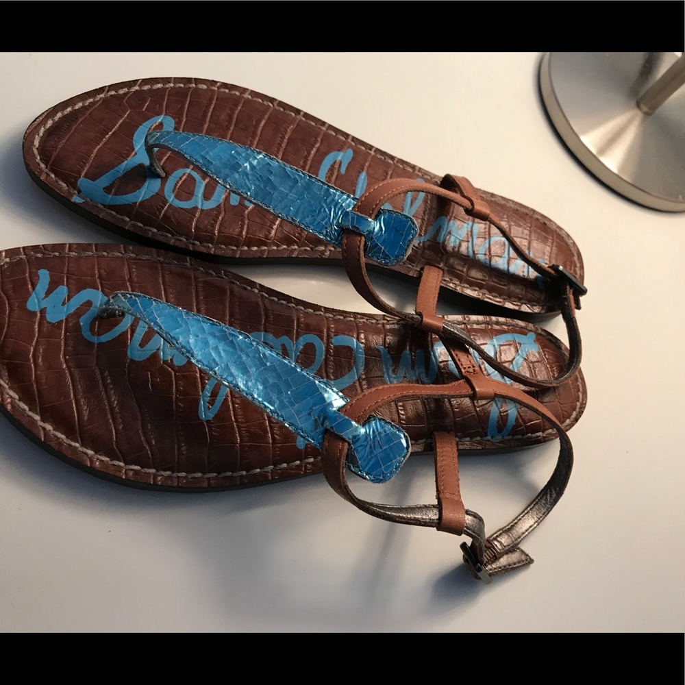 Sam Edelman brown + blue sandals
