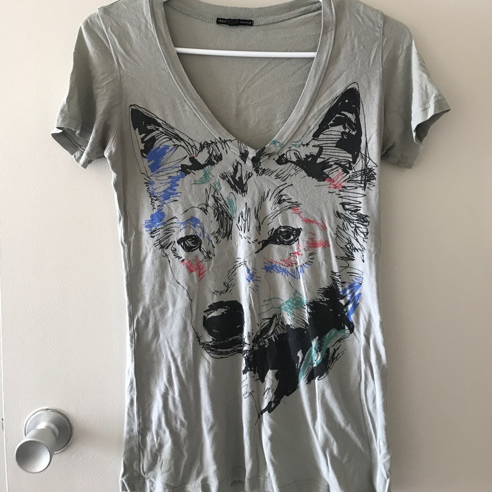 Watercolor wolf tshirt