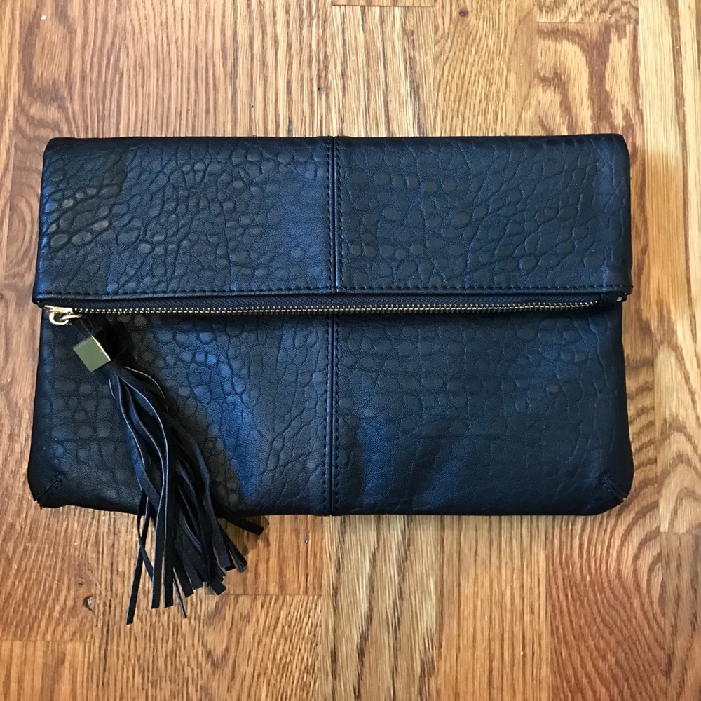 Black matte snakeskin clutch