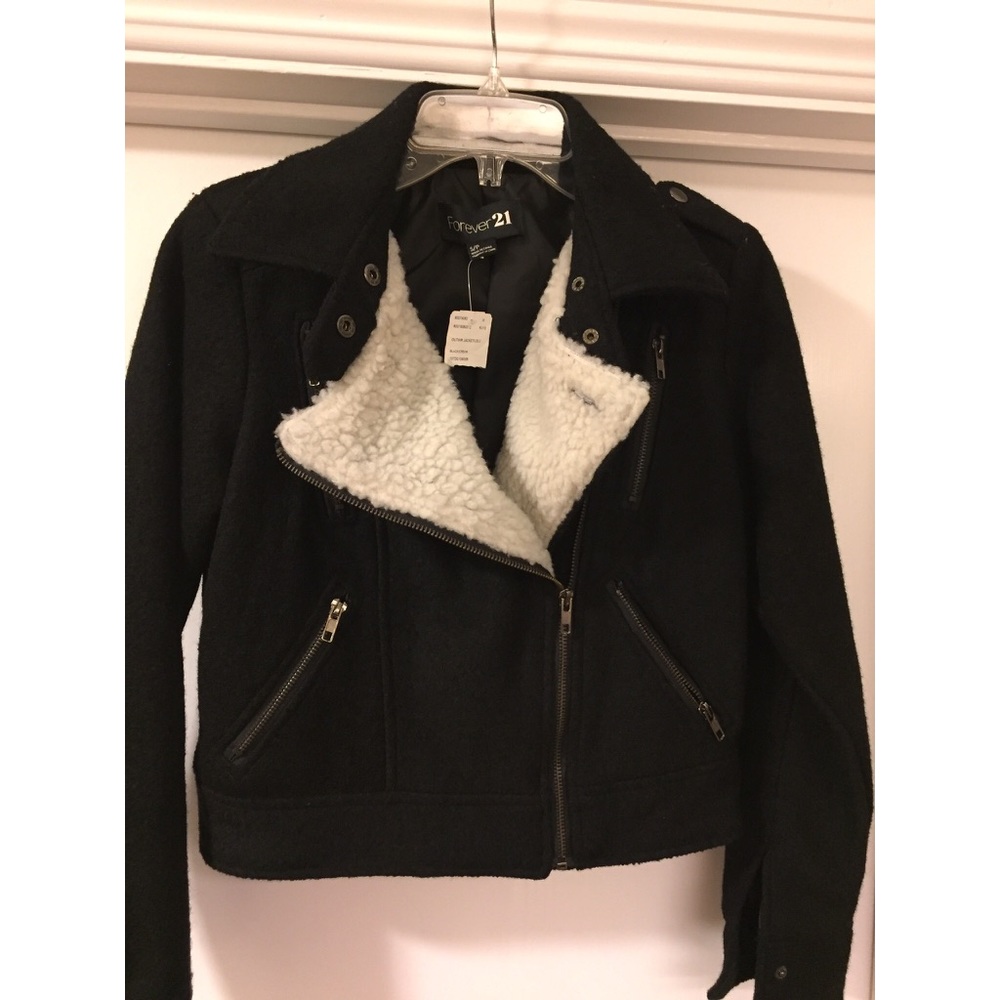 NWT BLACK WOOL FOREVER 21 MOTO 🏍 JACKET