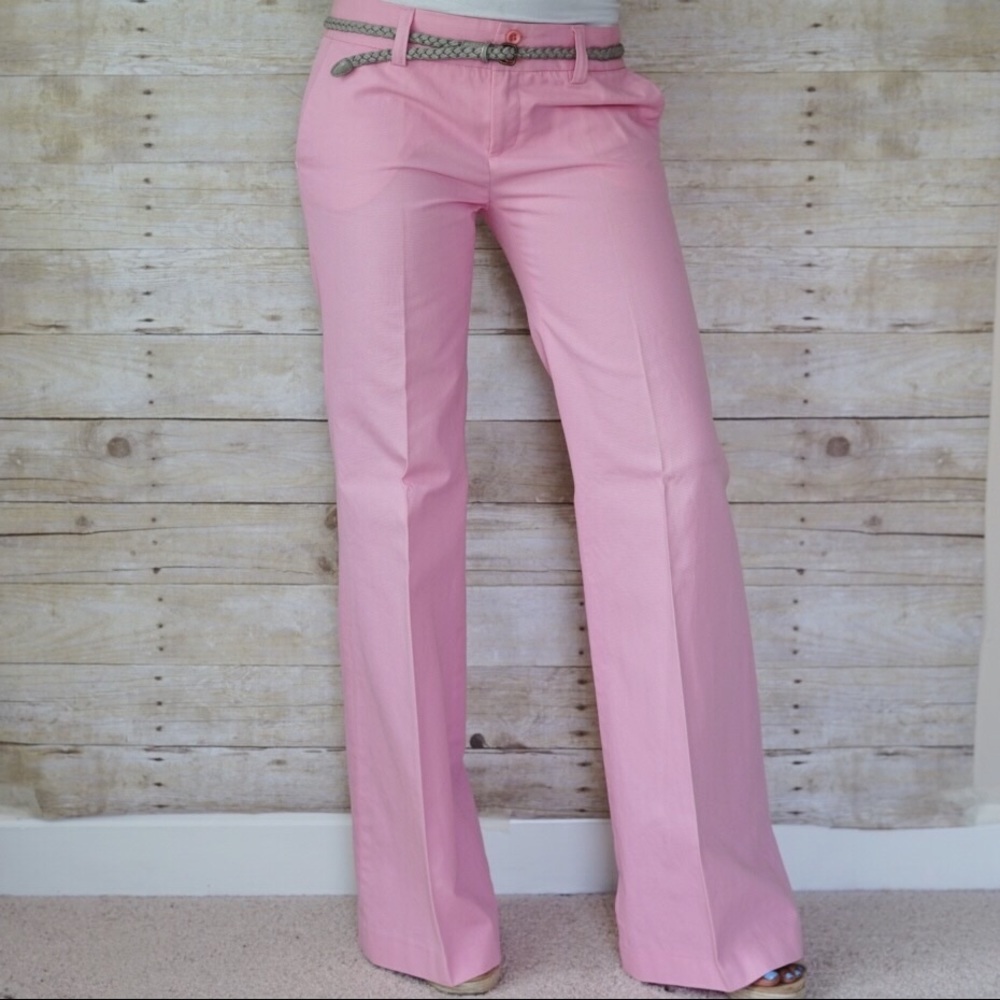 Zara Pink Cotton Pants Trousers sz 8, 34 in inseam