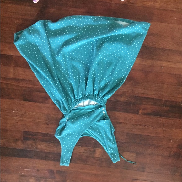 Teal polka dot dress with cross cross back - Picture 2 of 2