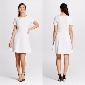 white fit and flare dress with sleeves