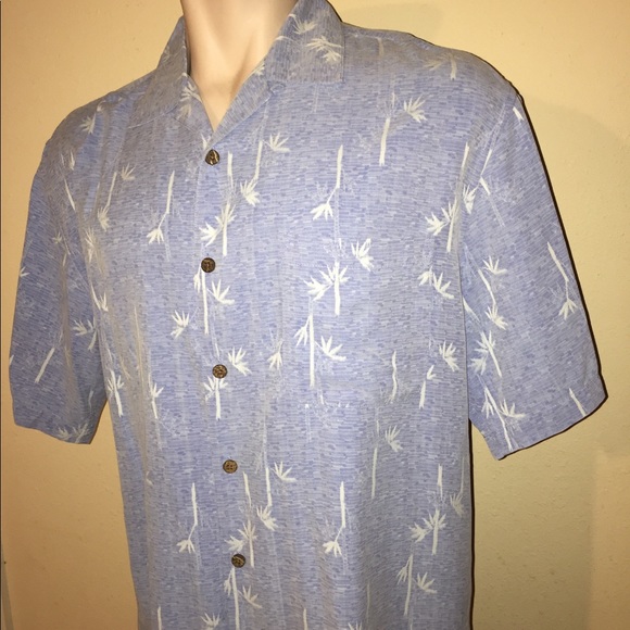 Jos A Bank Shirts Jos A Banks Hawaiian Silk Shirt Cool Blue Sz