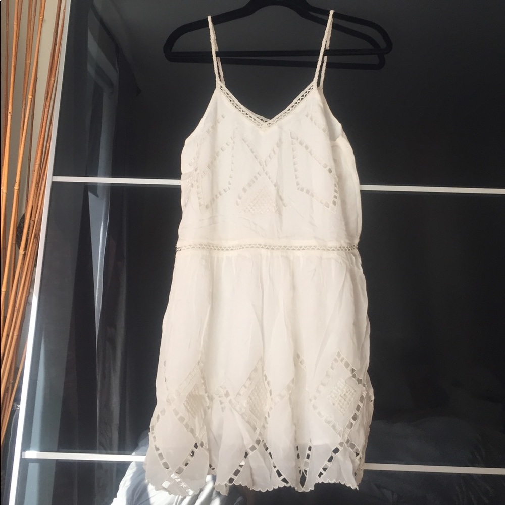 Tularosa- silk dress w/ vintage lace detail, ivory