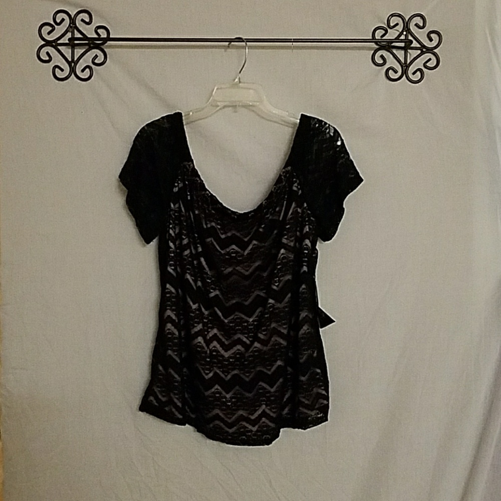 Black lace off the shoulders blouse