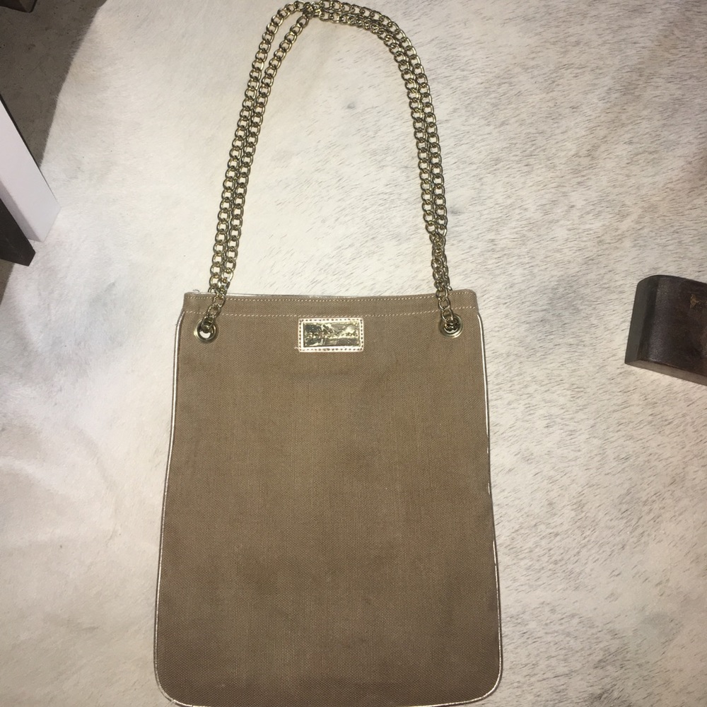 BGBGeneration tan and gold linen bag!