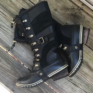 Sorel Conquest Carly tall black duck boots