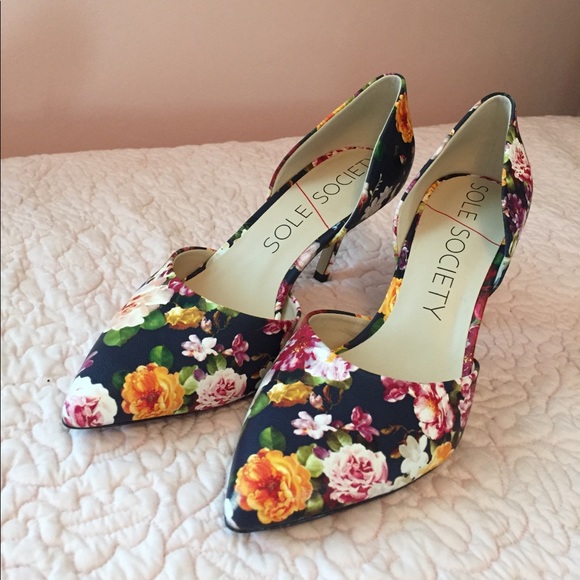 Sole Society Shoes - Gorgeous Flower Print D'Orsay Pumps New 8.5