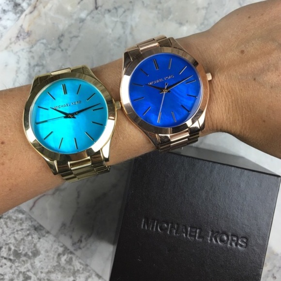 Michael Kors blue mother of pearl rose gold watch - Picture 4 of 8