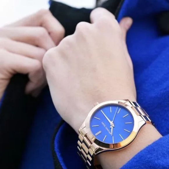 Michael Kors blue mother of pearl rose gold watch - Picture 6 of 8