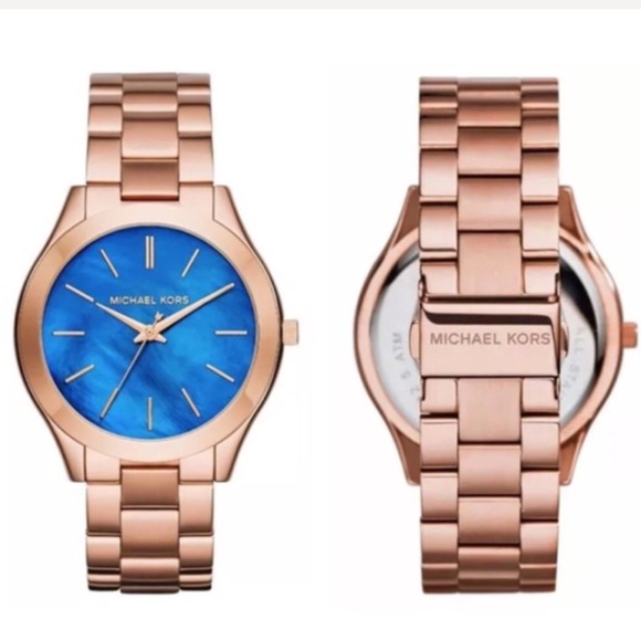 Michael Kors blue mother of pearl rose gold watch - Picture 7 of 8