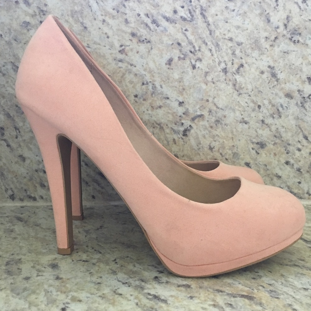 Suede Blush Pink Heels: NWOT