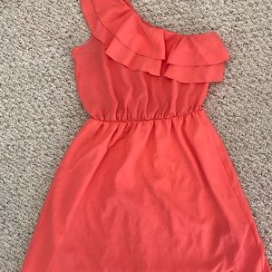 Coral One Shoulder Dress