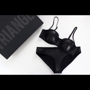 Matte black triangle swim suite