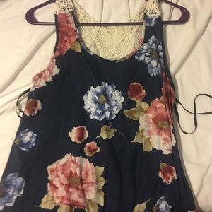 Floral Navy Tank Top