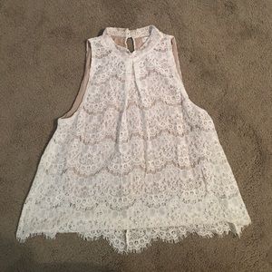 Lace top with collared neck