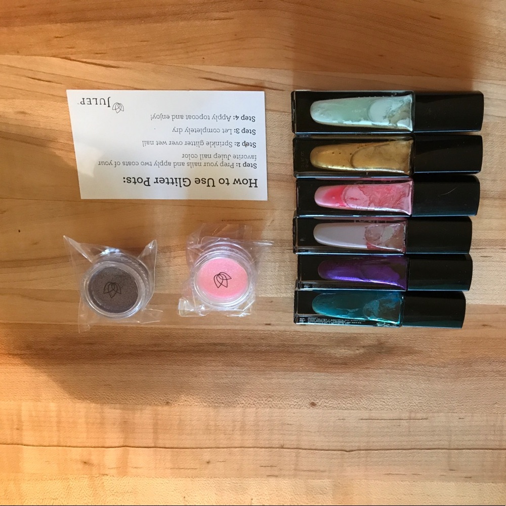 6 bottles of Julep nail polish & 2 Glitter Pots!
