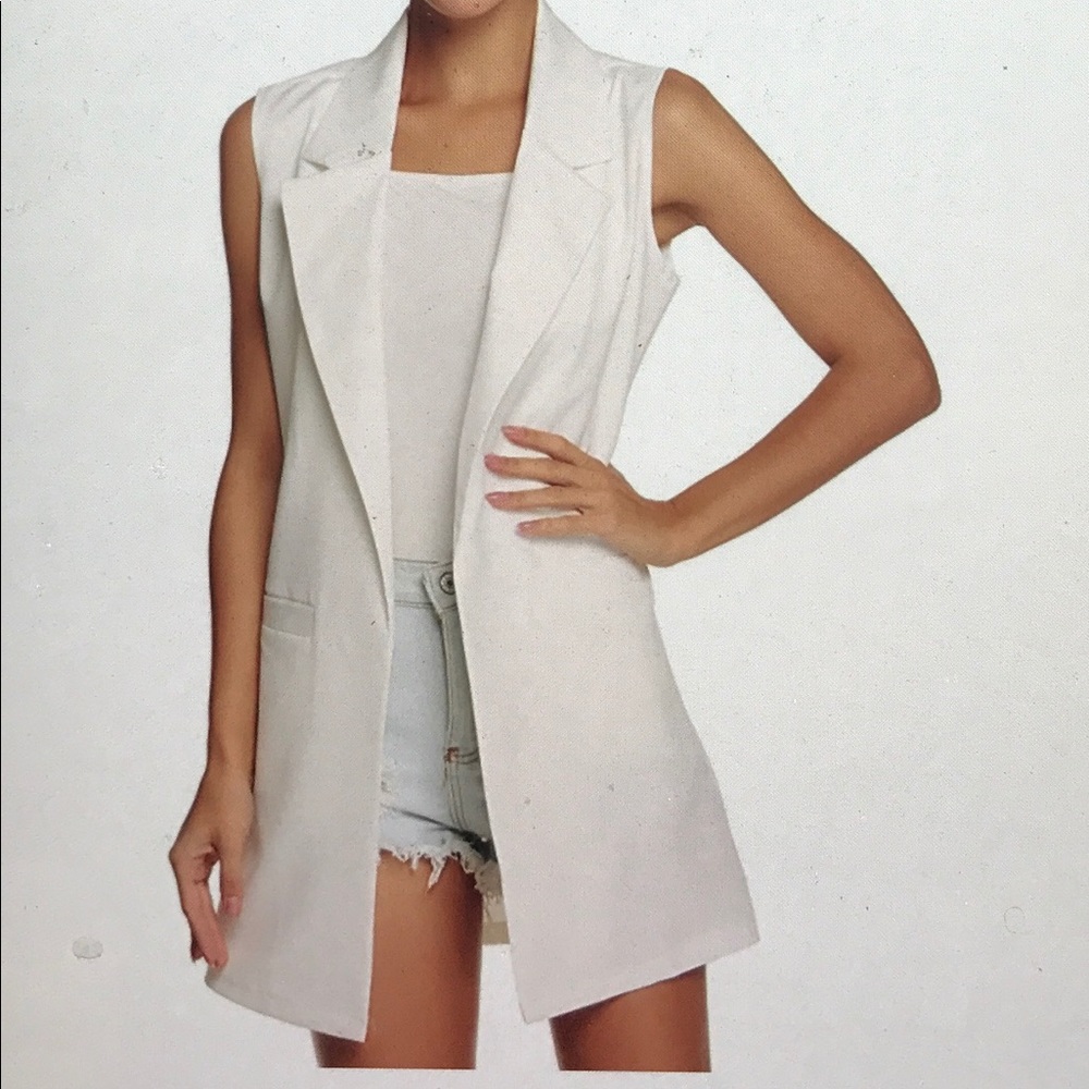 Meaneor Women's Oversized Open Sleeveless Blazer