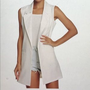 Meaneor Women's Oversized Open Sleeveless Blazer