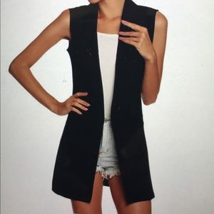 Meaneor Women's Oversized Open Sleeveless Blazer