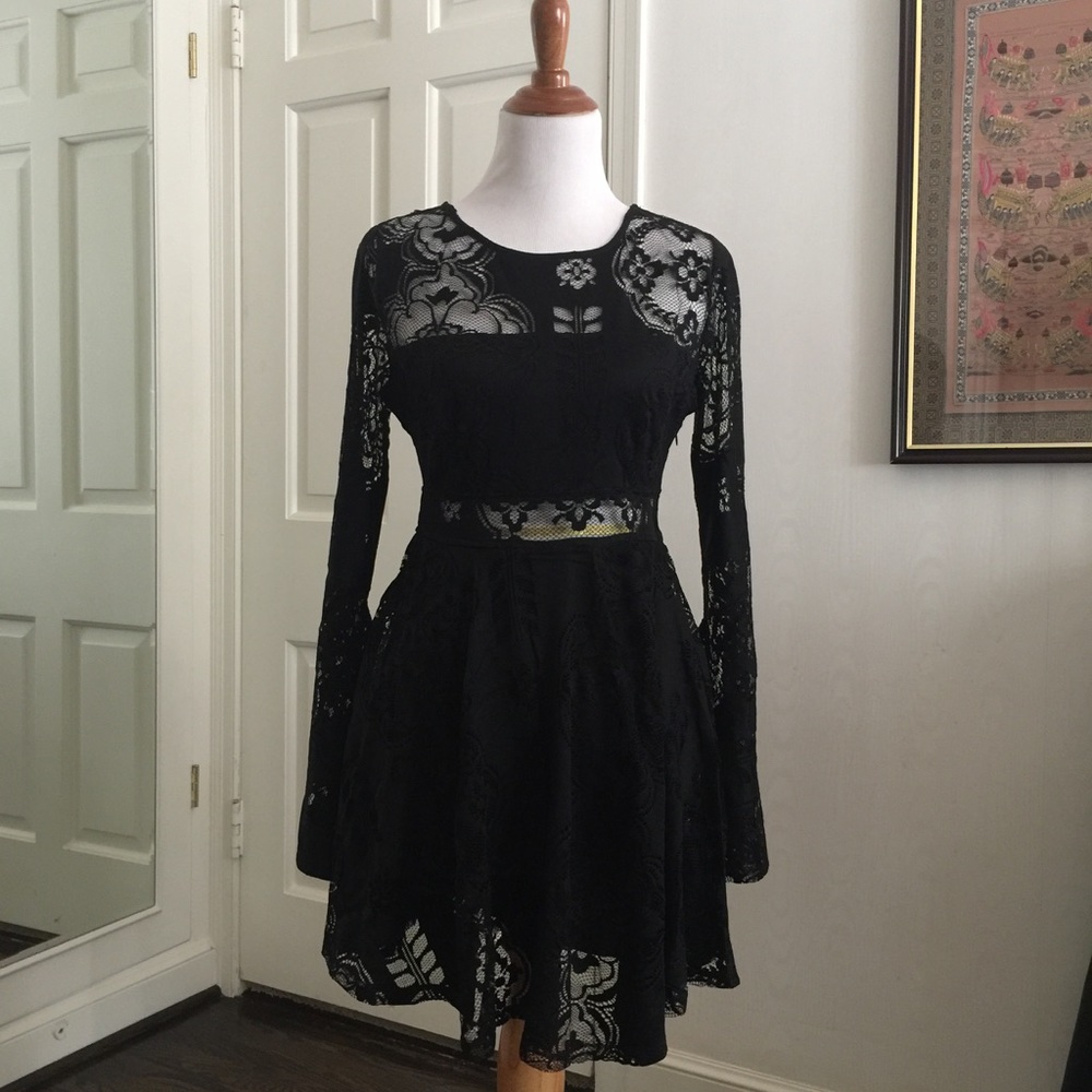 Black lace dress with back cut out feature