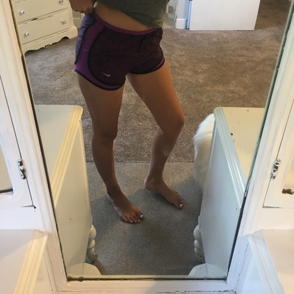 Purple and black patterned Nike shorts