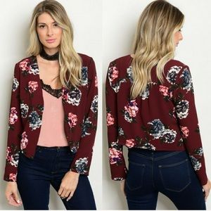 💥LAST CHANCE💥Merlot Floral Blazer - SIZE L LEFT