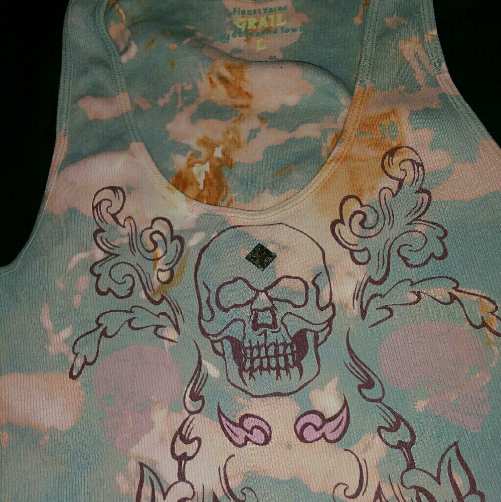 Holy Grail Floral Skull Extra Long Tank Top L